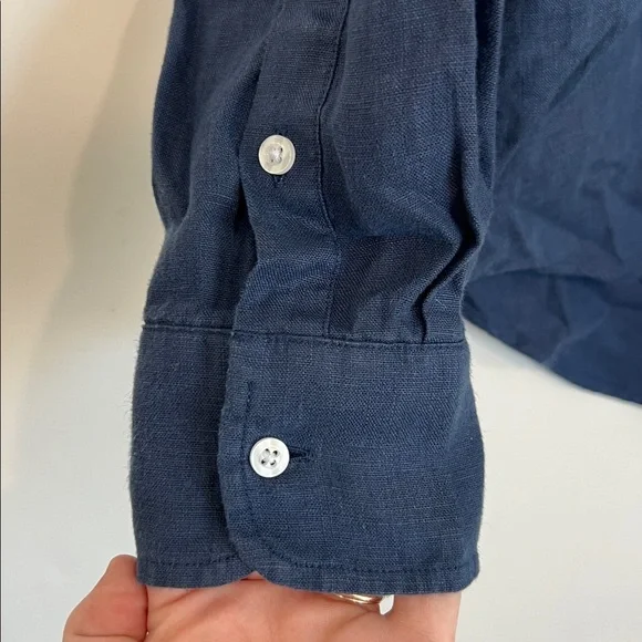 Frank & Eileen Linen Set Eileen Button Down and Pull On Pant in Blue - Medium - Picture 7 of 16